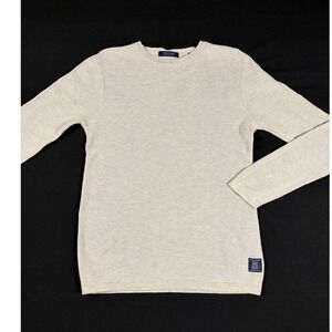 Scotch & Soda Mens Grey Textured Cotton Crewneck Sweater Large Minimalist Staple